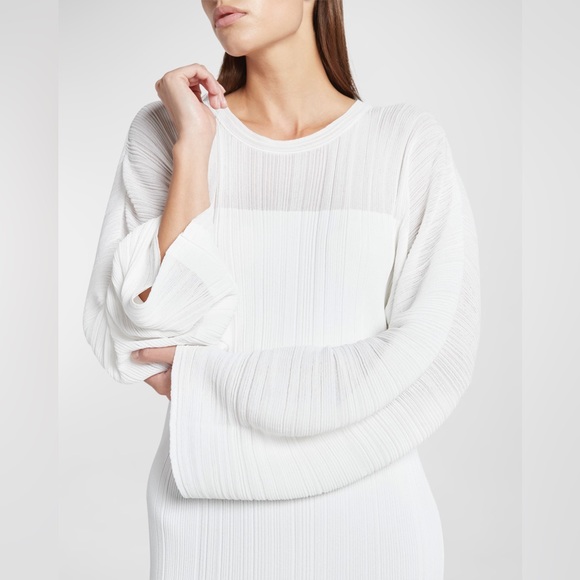 Stella McCartney Lightweight Plisse Knit Maxi White Dress - Picture 4 of 16